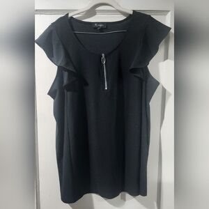 Sophisticated Black Ruffle Sleeve Top size L